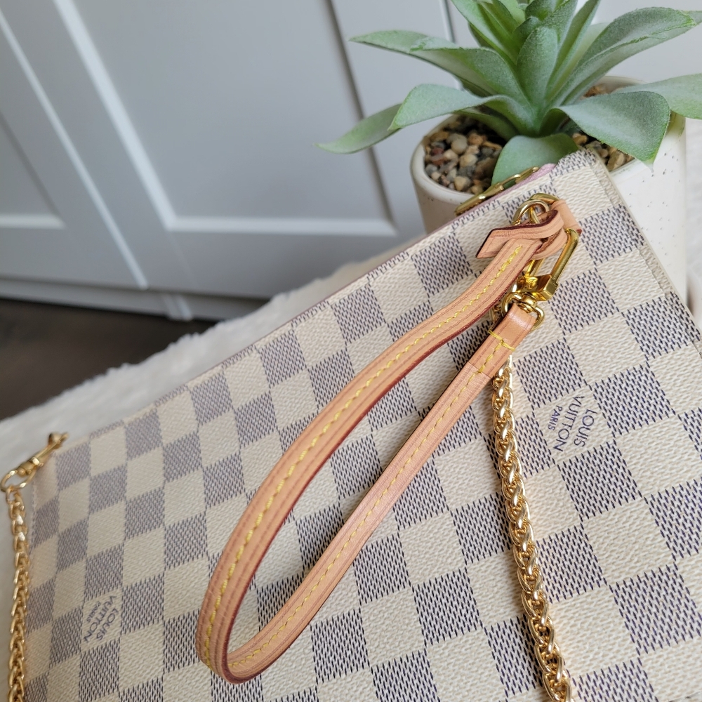 Louis Vuitton Neverfull Clutch Wristlet Damier Azur Rose Ballerine - Mm - Picture 4 of 17